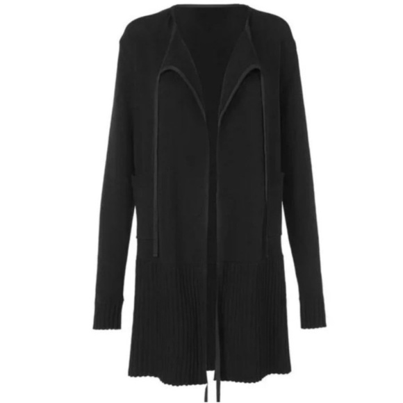 CAbi ATC Offhand Cardigan Style #5827 Black Long Sweater Medium - Picture 1 of 9